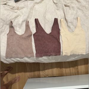 Aura Ribbed Crop Tank Tops (Set of 3)